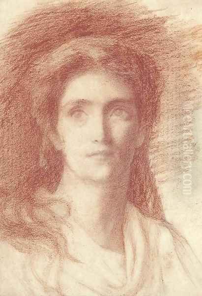 Portrait of a woman, bust-length Oil Painting by Simeon Solomon