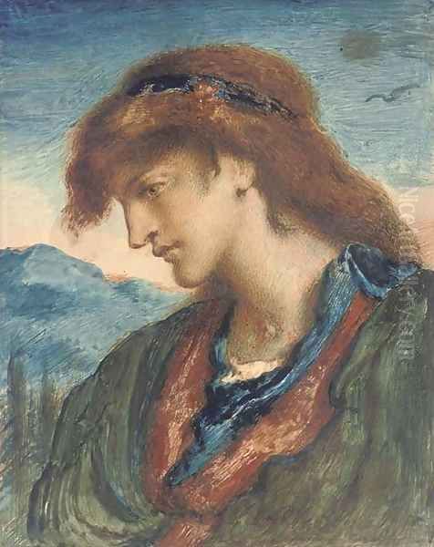 Head of a youth Oil Painting by Simeon Solomon