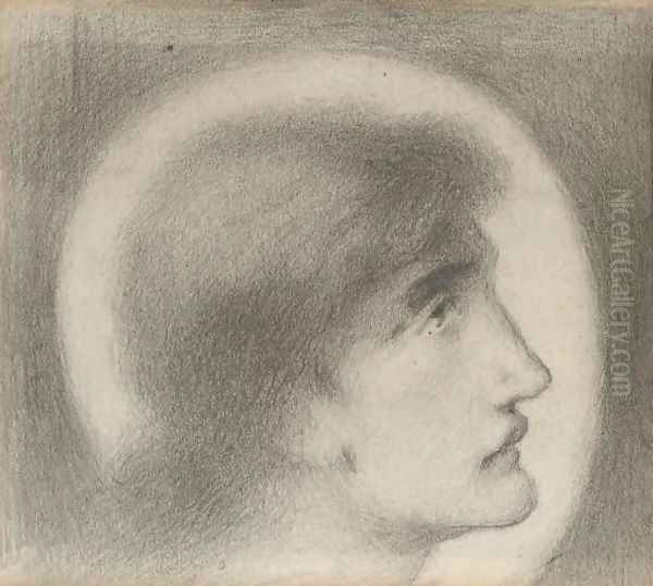 Study of a head, in profile Oil Painting by Simeon Solomon