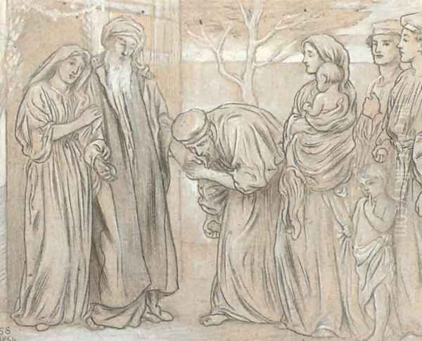 Paying respects to the father of the house Oil Painting by Simeon Solomon