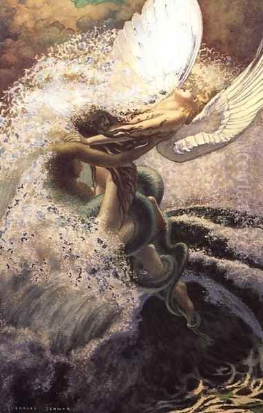 Spleen and Ideal Oil Painting by Carlos Schwabe