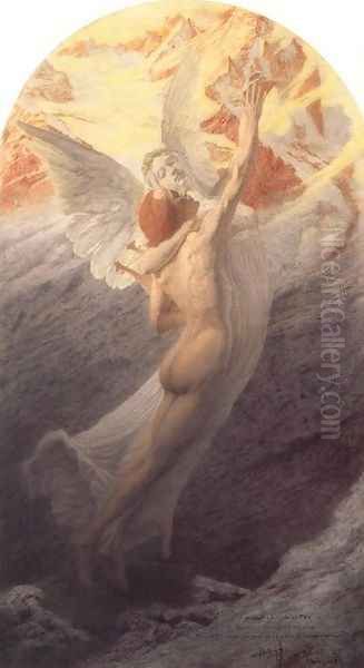 Les noces du poete avec la muse ou l'ideal Oil Painting by Carlos Schwabe