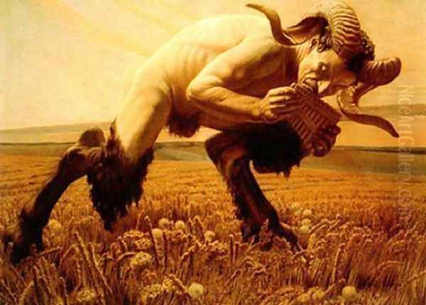 The Faun Oil Painting by Carlos Schwabe