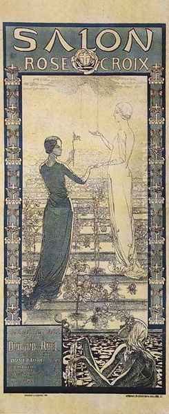 Poster of the first Rose+Croix Salon Oil Painting by Carlos Schwabe