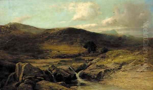 Cattle and sheep in a Highland landscape Oil Painting by John Smart