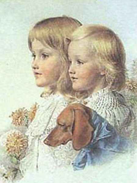 Conrad and Violet Flower Oil Painting by Anthony Frederick Sandys