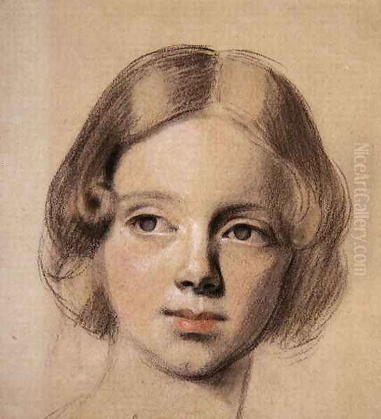 Head of Emma Sandys Oil Painting by Anthony Frederick Sandys