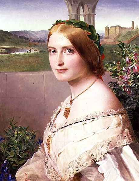 Portrait of Adelaide Mary, Mrs Philip Bedingfeld, 1859 Oil Painting by Anthony Frederick Sandys