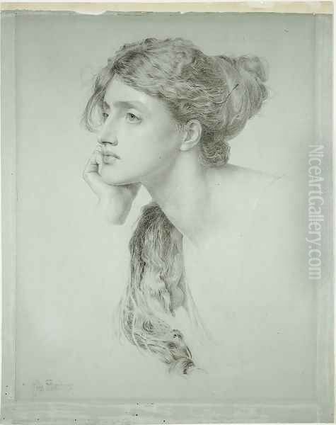 Study of a Woman's Head Oil Painting by Anthony Frederick Sandys