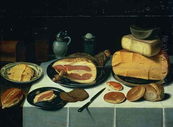 Still Life with a Ham Oil Painting by Floris Gerritsz. van Schooten