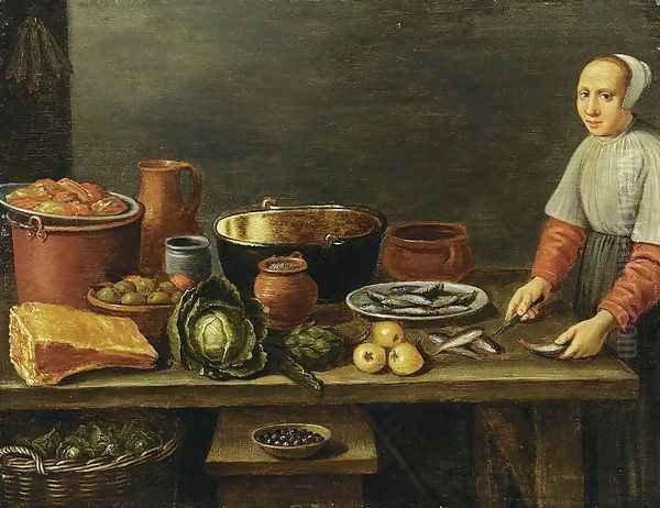 Kitchen Still-Life Oil Painting by Floris Gerritsz. van Schooten