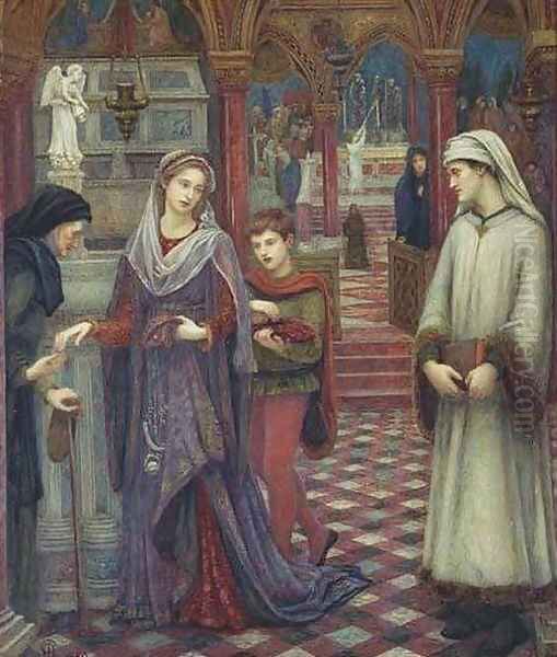 Dante and Beatrice Oil Painting by Maria Euphrosyne Spartali, later Stillman