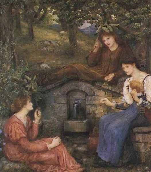 By a Clear Well with a Little Field 1883 Oil Painting by Maria Euphrosyne Spartali, later Stillman