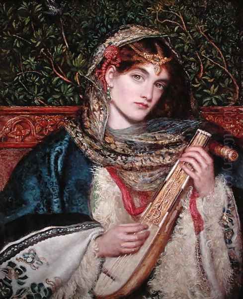 Girl Playing Music Oil Painting by Maria Euphrosyne Spartali, later Stillman