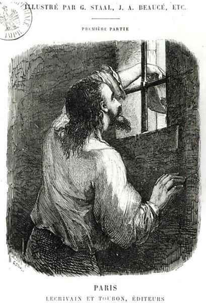 Edmond Dantes imprisoned in the Chateau dIf, illustration from The Count of Monte Cristo by Alexandre Dumas 1802-70 after 1845 Oil Painting by Pierre Gustave Eugene (Gustave) Staal