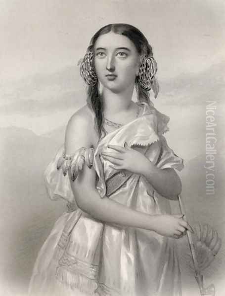 Pocahontas 1595-1617 illustration from World Noted Women by Mary Cowden Clarke, 1858 Oil Painting by Pierre Gustave Eugene (Gustave) Staal