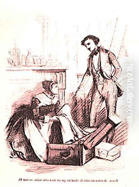 Charles Grandet and Nanon, illustration from Eugenie Grandet by Honore de Balzac 1799-1850, 19th century Oil Painting by Pierre Gustave Eugene (Gustave) Staal