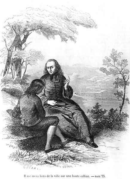 Illustration from LEmile by Jean-Jacques Rousseau (1712-78) engraved by Noel Eugene Sotain b.1816 published in 1851 Oil Painting by Pierre Gustave Eugene (Gustave) Staal