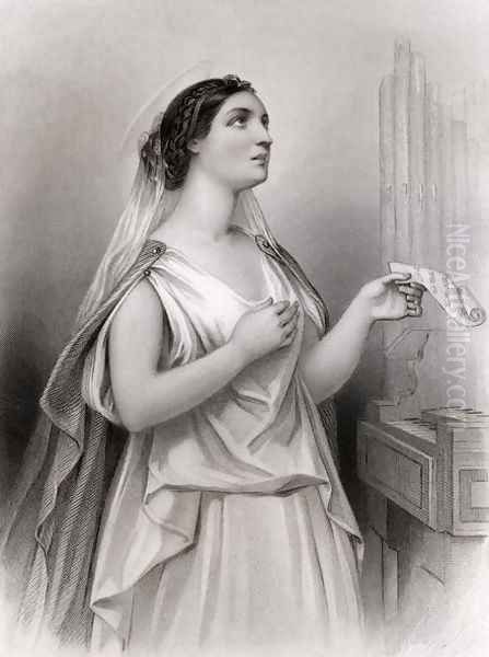 Saint Cecilia, illustration from World Noted Women by Mary Cowden Clarke, 1858 Oil Painting by Pierre Gustave Eugene (Gustave) Staal