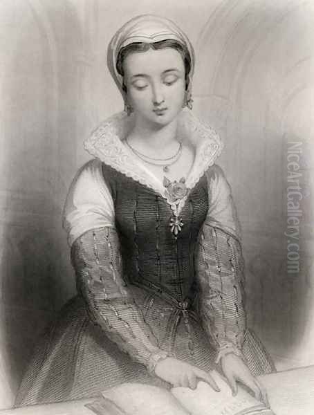 Lady Jane Grey 1537-54 illustration from World Noted Women by Mary Cowden Clarke, 1858 Oil Painting by Pierre Gustave Eugene (Gustave) Staal