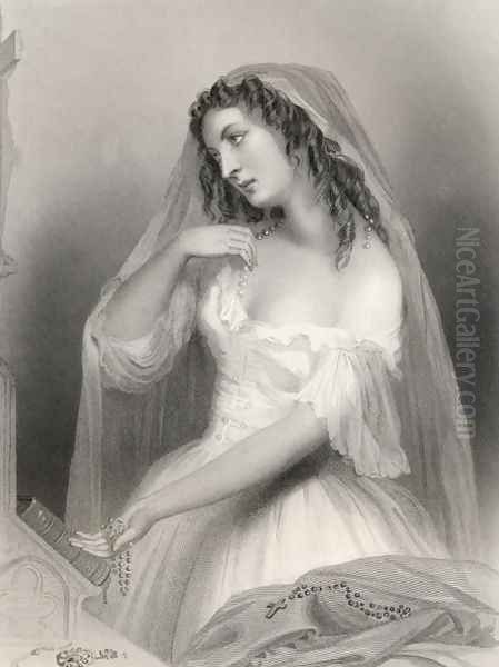 Louise Francoise de La Baume de La Blanc 1644-1710 Duchesse de la Valliere, illustration from World Noted Women by Mary Cowden Clarke, 1858 Oil Painting by Pierre Gustave Eugene (Gustave) Staal