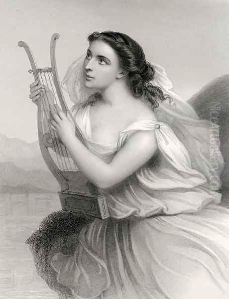 Sappho,illustration from World Noted Women by Mary Cowden Clarke, 1858 Oil Painting by Pierre Gustave Eugene (Gustave) Staal