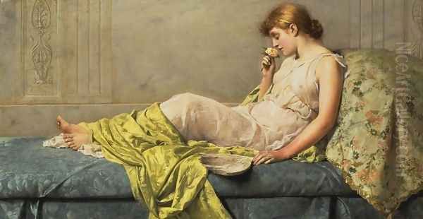 The Boudoir Rose Oil Painting by Henry Thomas Schafer