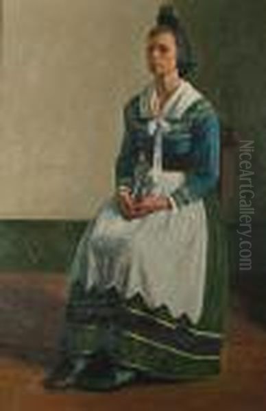 A Hessian Peasant Girl Oil Painting by William Rothenstein