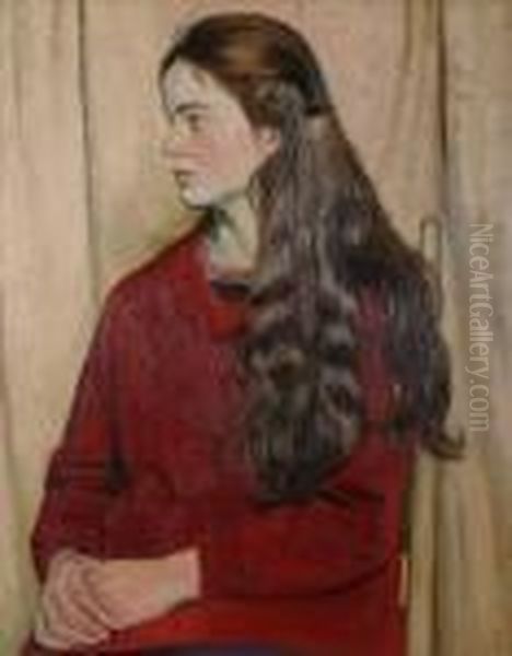 Portrait Of A Young Woman Oil Painting by William Rothenstein