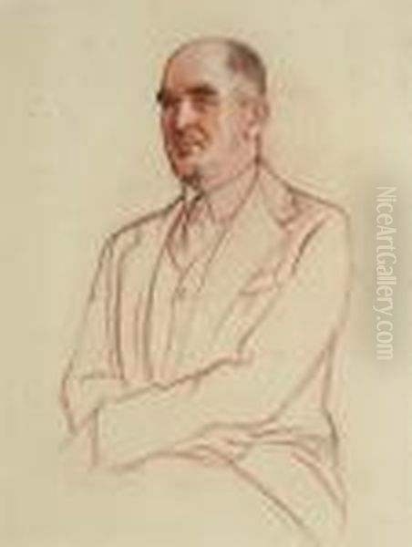 Portrait Of Sir David Low, Half-length Oil Painting by William Rothenstein