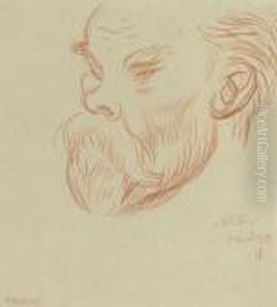 Posthumous Portrait Of Paul Verlaine Oil Painting by William Rothenstein