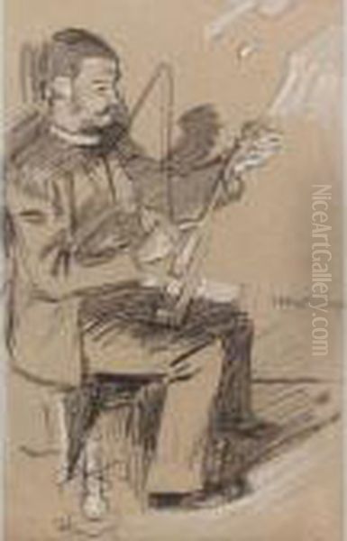 The Violinist Oil Painting by William Rothenstein