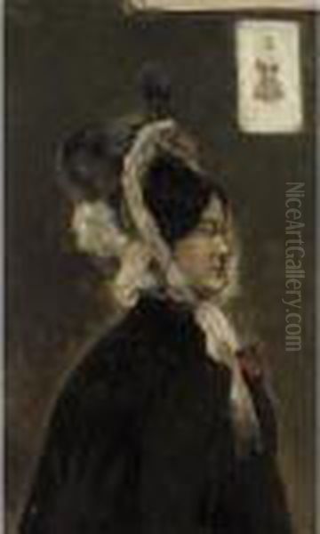 Woman In A Black Bonnet Oil Painting by William Rothenstein