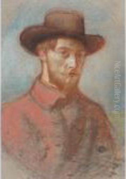 Portrait Of Augustus John Oil Painting by William Rothenstein