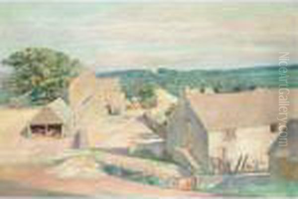 Sunlit Scene, Far Oakridge, Gloucestershire Oil Painting by William Rothenstein