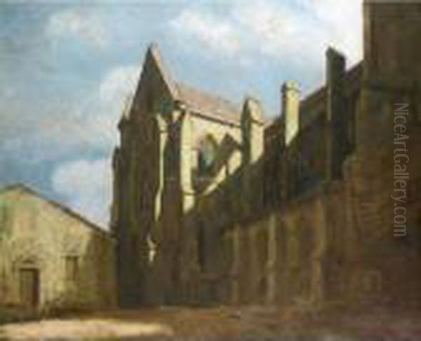 Abbey Church Of St.seine L'abbaye, Moonlight Oil Painting by William Rothenstein