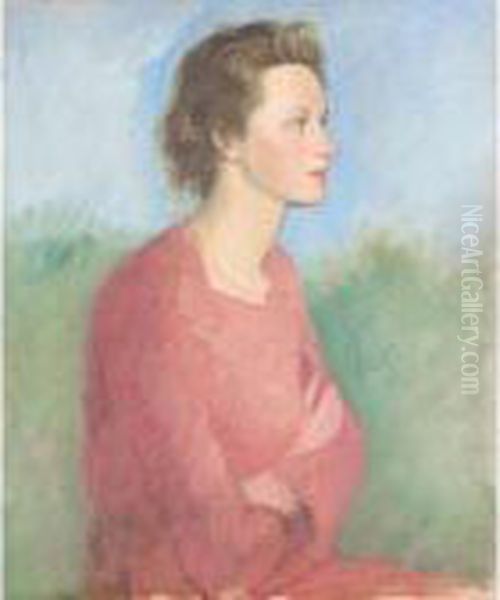 Portrait Of Joan Waters Oil Painting by William Rothenstein