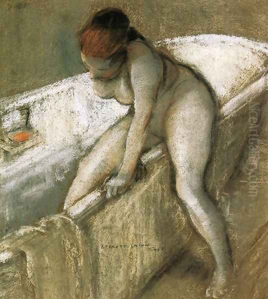 Girl in Bathtub Oil Painting by Everett Shinn