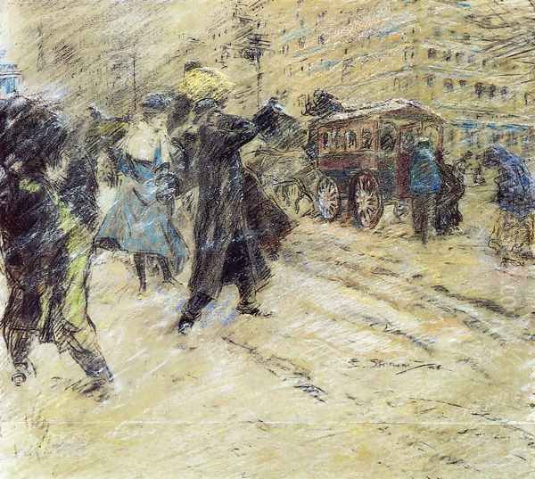 Snow Storm, Madison Square, New York Oil Painting by Everett Shinn