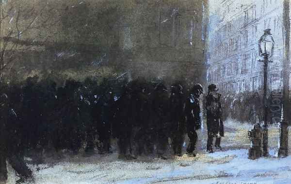 Fleishman's Bread Line Oil Painting by Everett Shinn