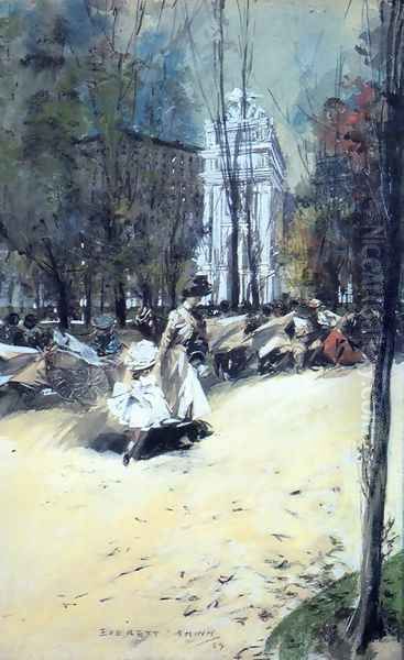 Madison Square and the Dewey Arch: Cross Streets of New York Oil Painting by Everett Shinn