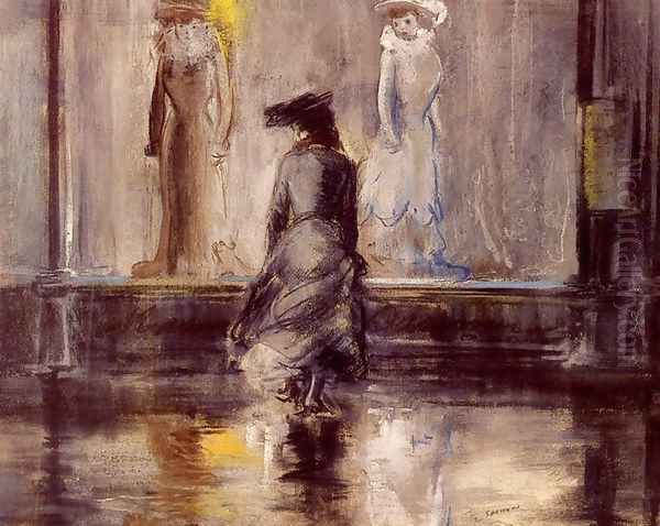 Window Shopping Oil Painting by Everett Shinn