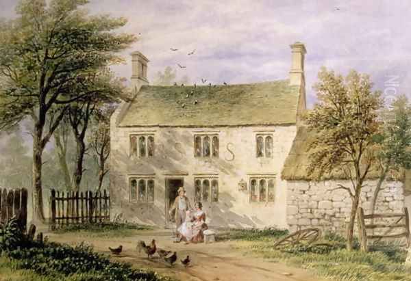 Woolsthorpe, Grantham, birthplace of Isaac Newton Oil Painting by Thomas Hosmer Shepherd