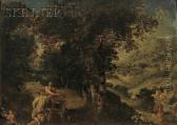 Venus And Adonis In A Landscape Oil Painting by Hans Rottenhammer