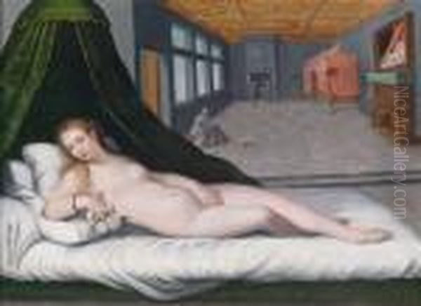 Die Venus Vonurbino In Einem Flamischen Interieur Oil Painting by Hans Rottenhammer