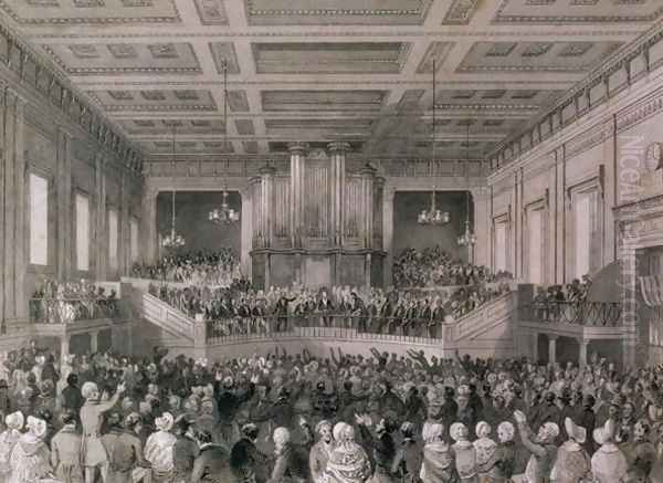 The Great Anti-Slavery Meeting of 1841, at Exeter Hall, engraved by Henry Melville fl.1826-41 Oil Painting by Thomas Hosmer Shepherd