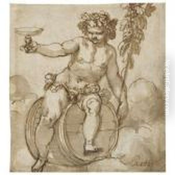 Bacchus Oil Painting by Hans Rottenhammer