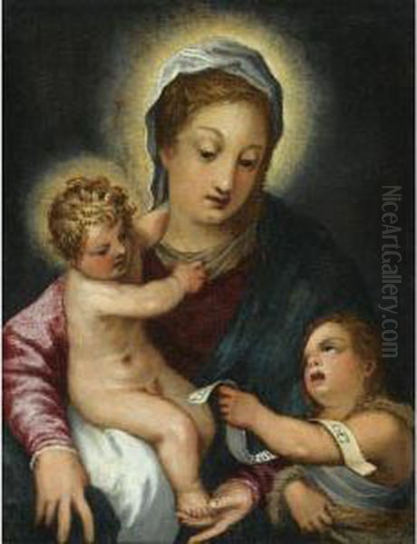 The Virgin And Child With The Infant Saint John The Baptist Oil Painting by Hans Rottenhammer