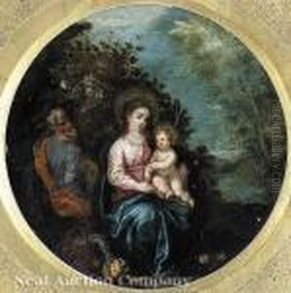 The Holy Family:rest On The Flight Into Egypt Oil Painting by Hans Rottenhammer