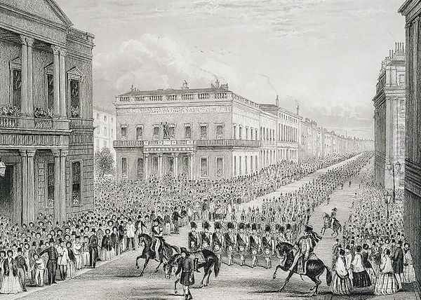 Wellingtons Funeral Procession passing the Senior United Service Club, Pall Mall Oil Painting by Thomas Hosmer Shepherd